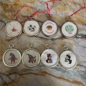 Set of 8 Christmas Cross-Stitch Ornaments